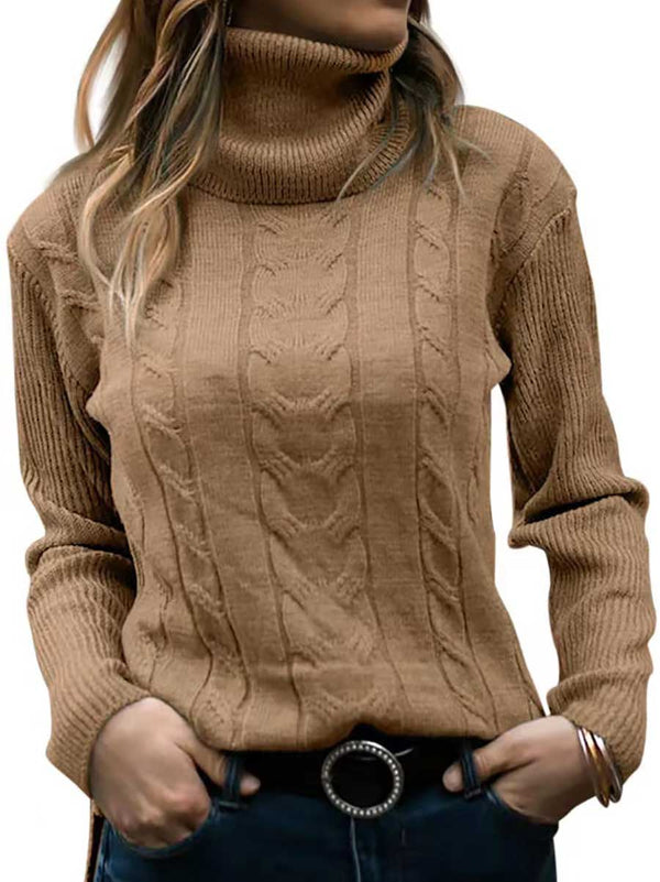 Stunncal Turtleneck Knit Vintage Long Sleeve Sweater