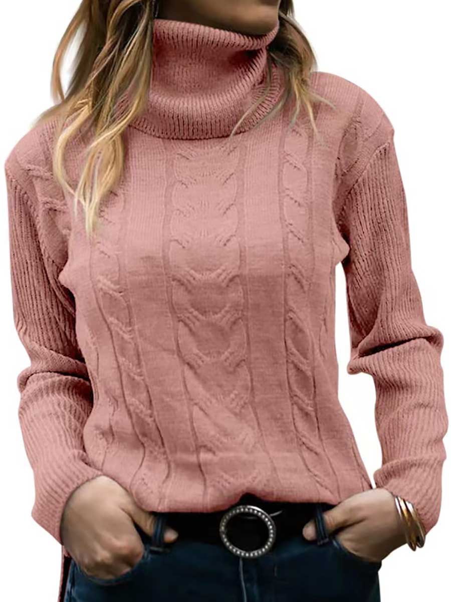 Stunncal Turtleneck Knit Vintage Long Sleeve Sweater