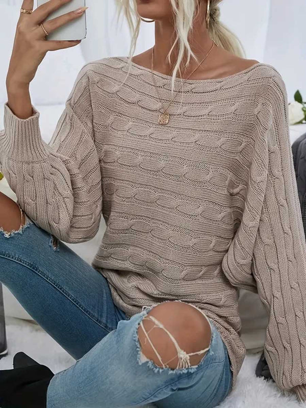 Stunncal Strapless Sweater Stranded Knit Loose Pullover