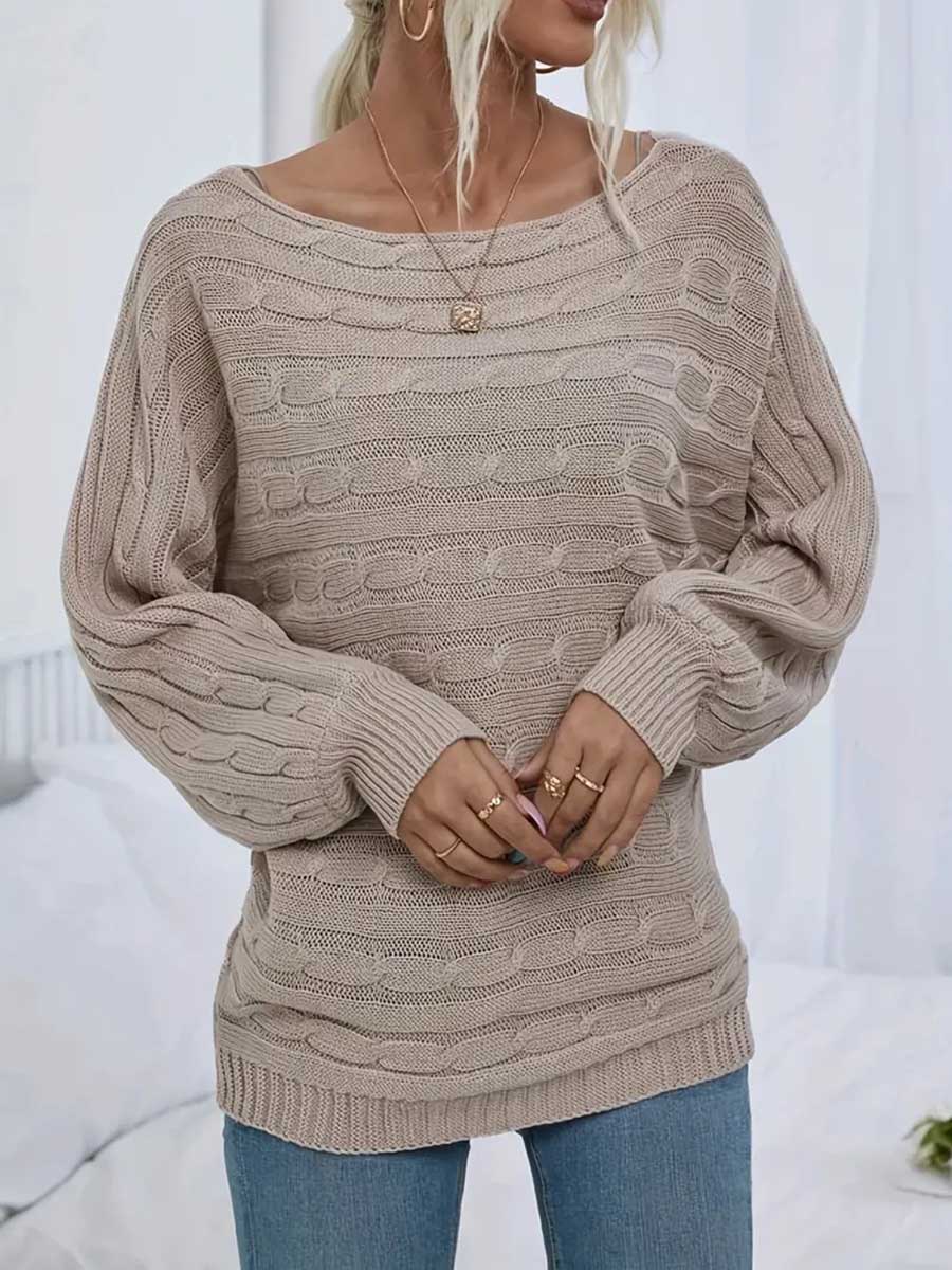 Stunncal Strapless Sweater Stranded Knit Loose Pullover