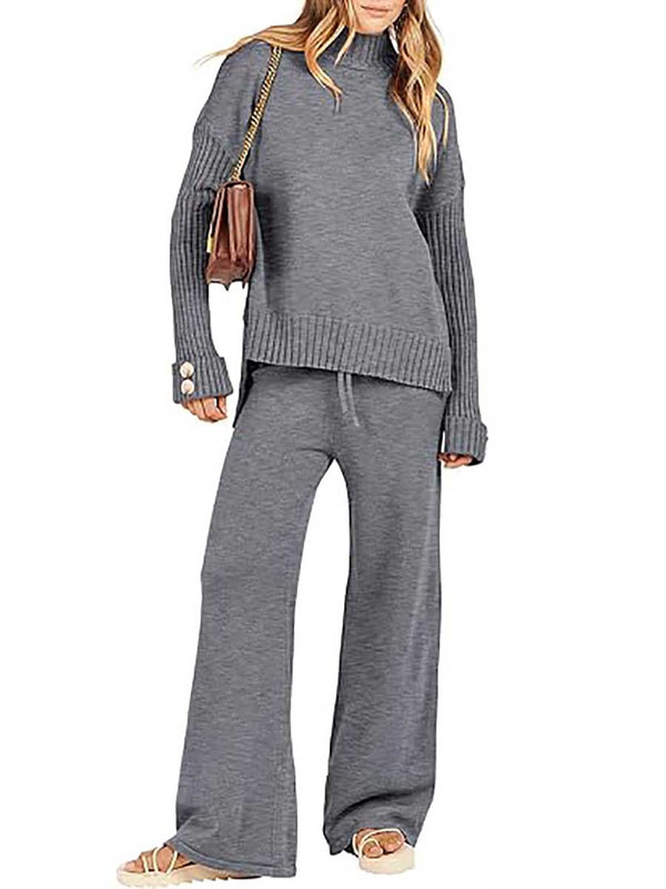 Stunncal High Neck Sweater Thickened Loose Two-piece Set