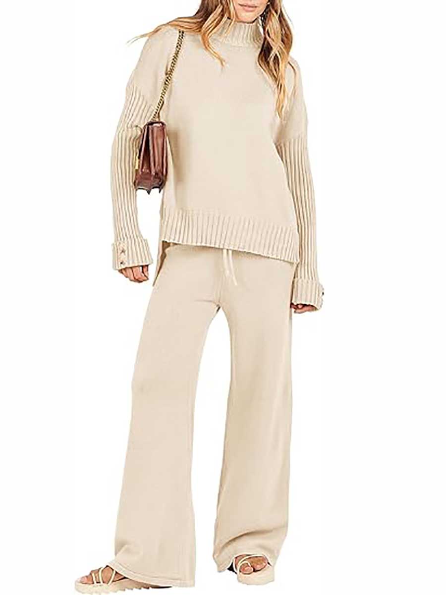 Stunncal High Neck Sweater Thickened Loose Two-piece Set