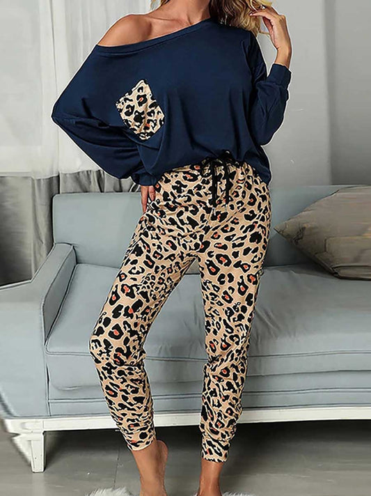 Stunncal Leopard Pocket Off-shoulder Two Sets