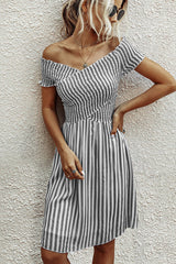 Stunncal Fashion Short Sleeve Stripe Dress