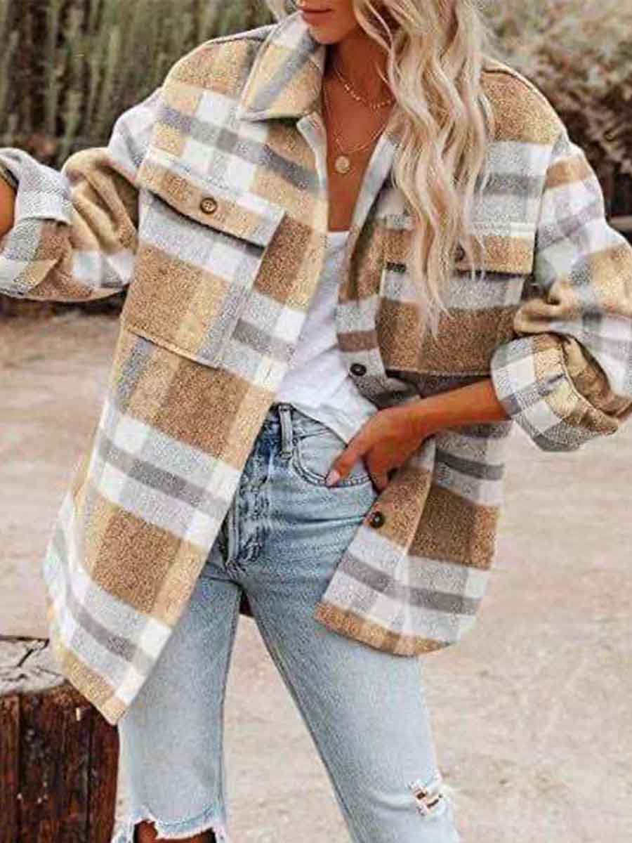 Stunncal Loose Plaid Shirt Coat