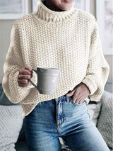 Stunncal  High Neck Solid Color Sweater