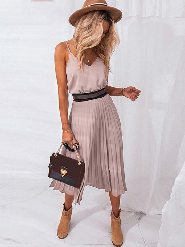 Stunncal Sexy V-Neck Pleated Dress