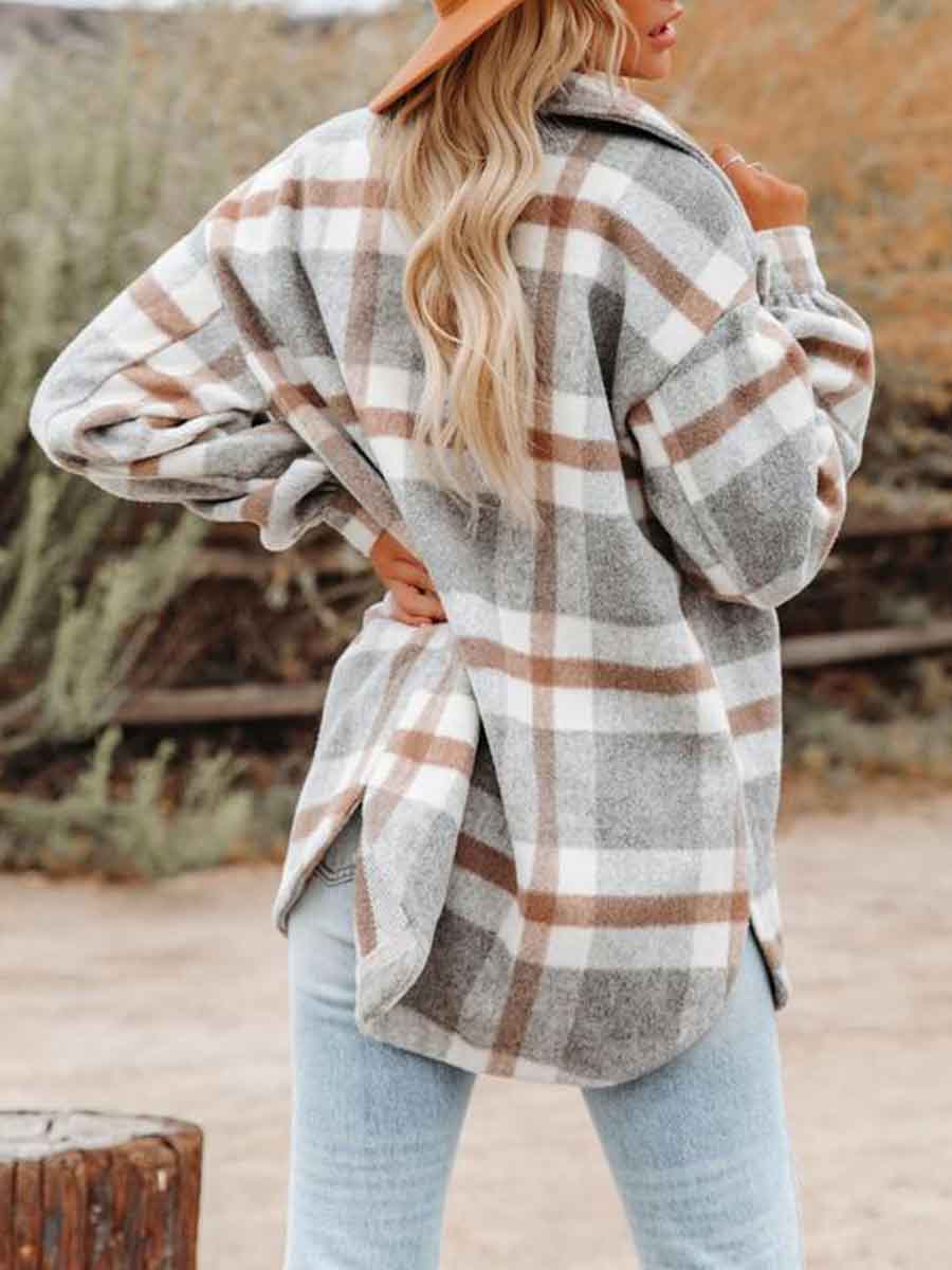 Stunncal Loose Plaid Shirt Coat