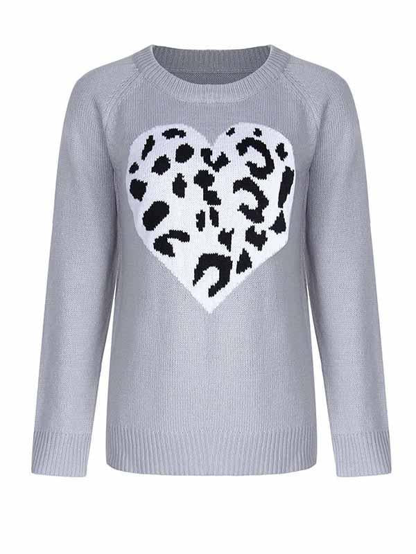 Stunncal Love Shaped Leopard Sweater