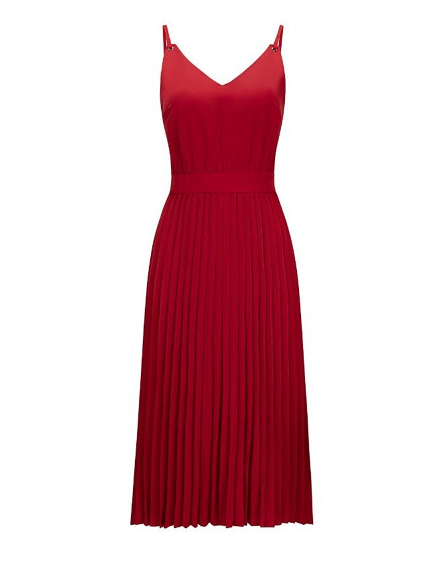 Stunncal Sexy V-Neck Pleated Dress