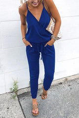 Stunncal Lace-Up Backless Camisole Jumpsuit