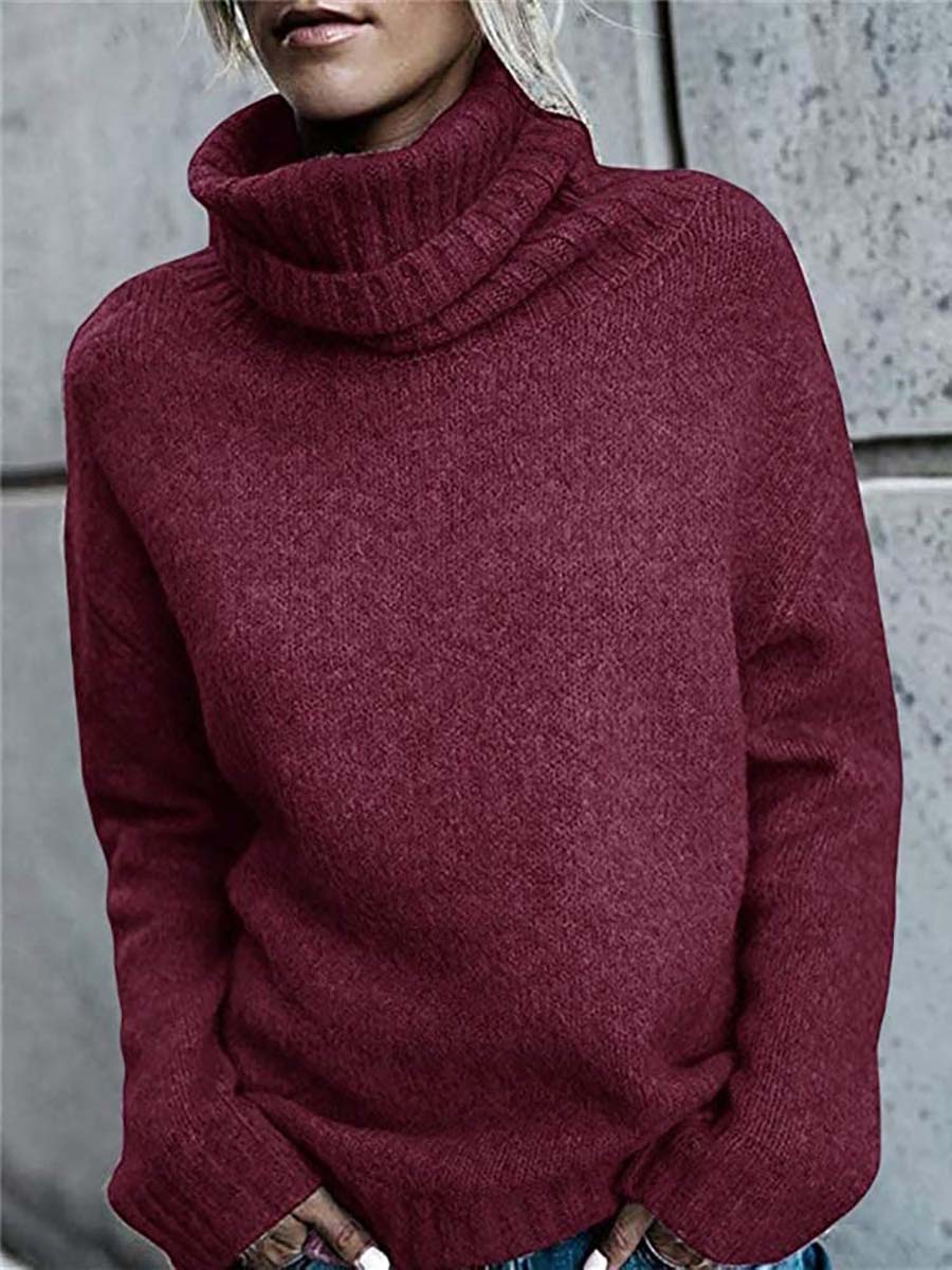 Stunncal Solid Color Turtleneck Long Sleeve Sweater(6 colors)