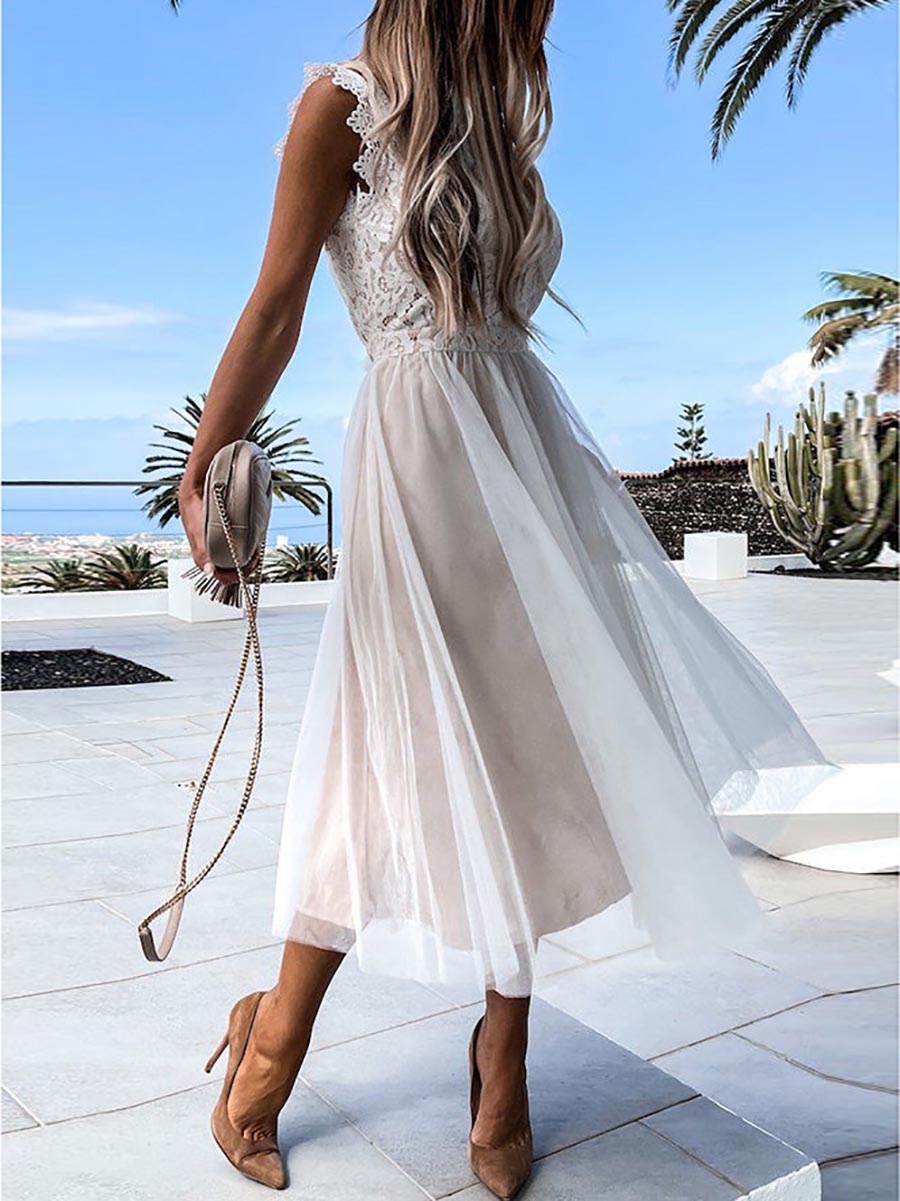 Stunncal Sweet Lace Midi Dress