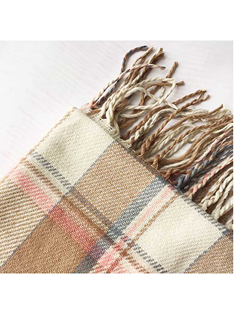 Stunncal Warm Plaid Tassel Scarf