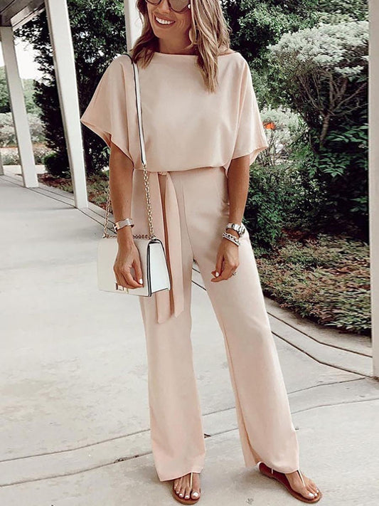 Stunncal Spring Scene Tie Loose Jumpsuit