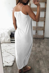 Stunncal Wrapped Split Solid Cami Beach Dress