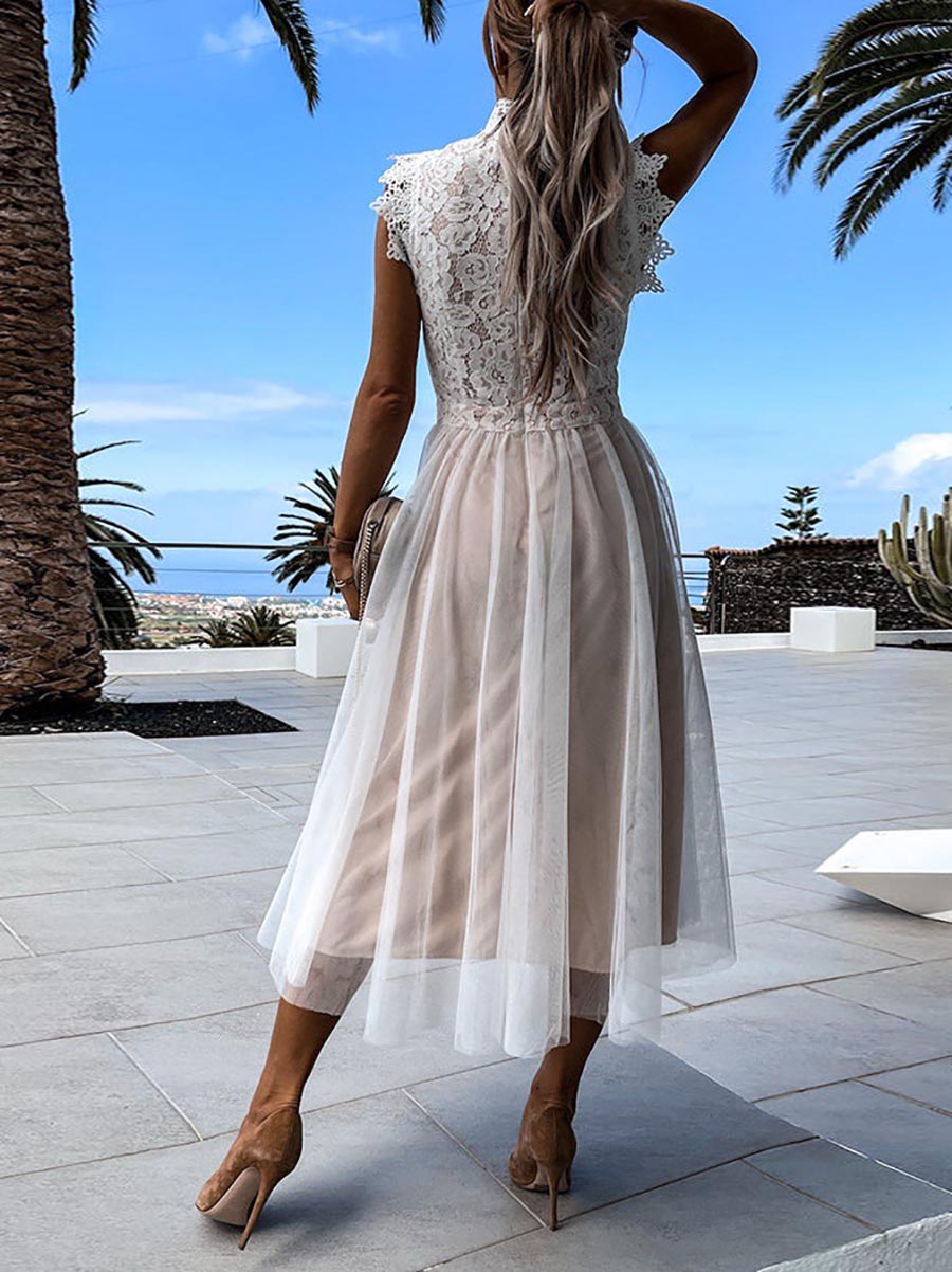 Stunncal Sweet Lace Midi Dress