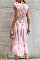 Stunncal Fashion Casual Solid Split Joint V Neck Irregular Dresses
