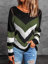 Stunncal Casual Sweet Geometric Patchwork O Neck Sweaters(7 Colors)