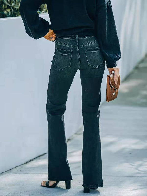 Stunncal Fashion Slim High Waist Stretch Flare Jeans