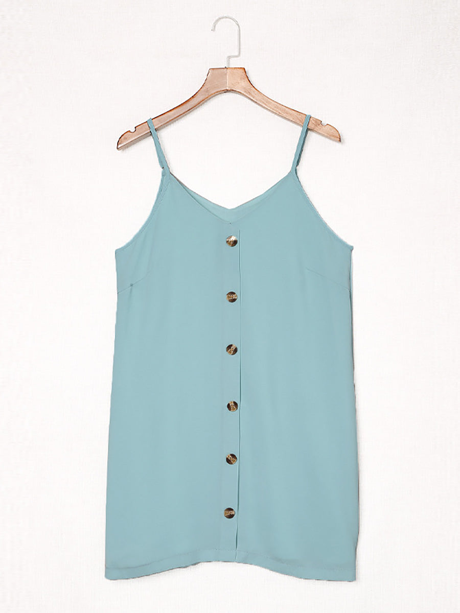 Stunncal V-Neck Single-Breasted Sleeveless Dress(7 colors)