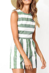 Stunncal Sleeveless Striped Romper(3 Colors)