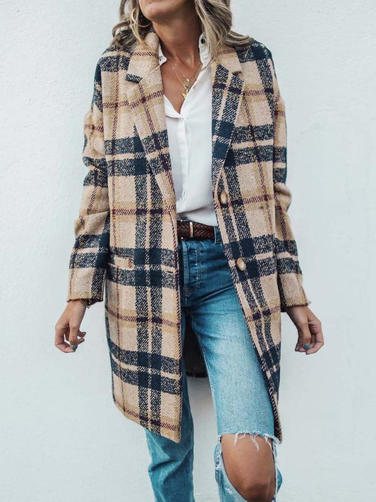 Stunncal Loose Plaid Wool Coat