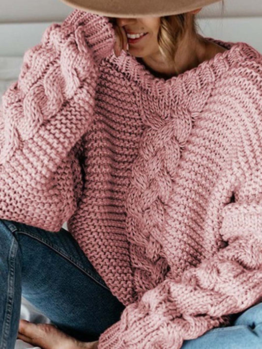 Stunncal Solid Color Knitted Sweater