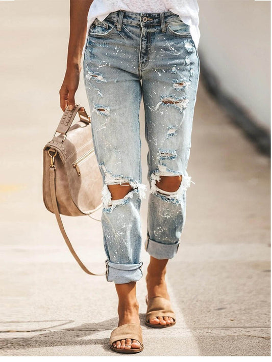 Stunncal  Washed Casual Ripped Jeans