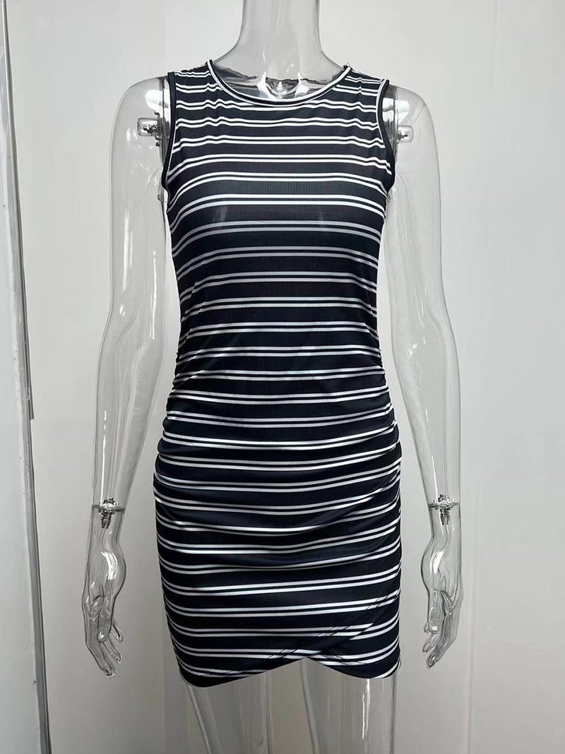 Stunncal Striped Round Neck Dress(8 Colors)