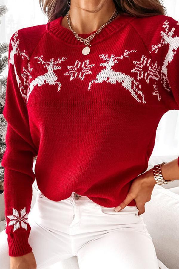 Stunncal Christmas Snowflake Long-sleeved Knitted Sweater