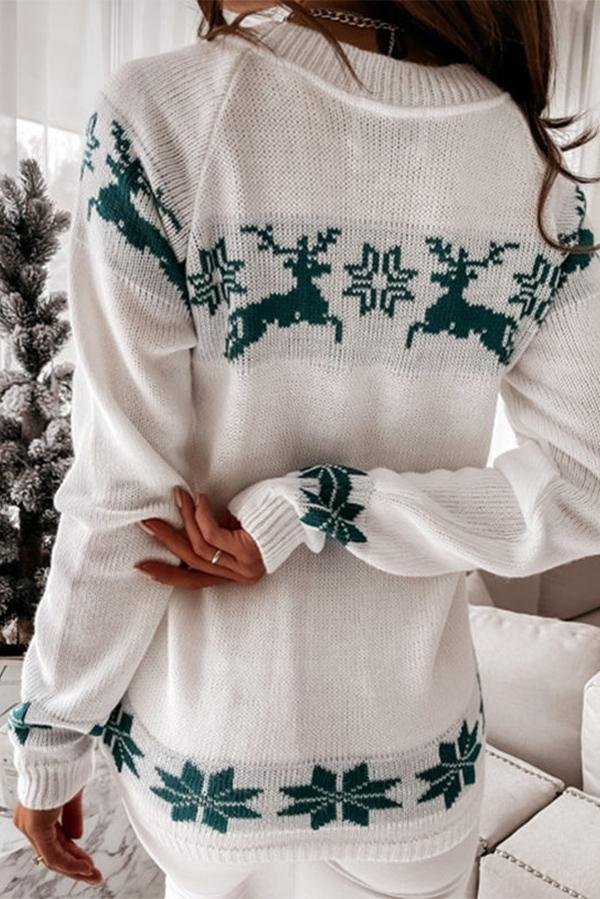 Stunncal Christmas Snowflake Long-sleeved Knitted Sweater