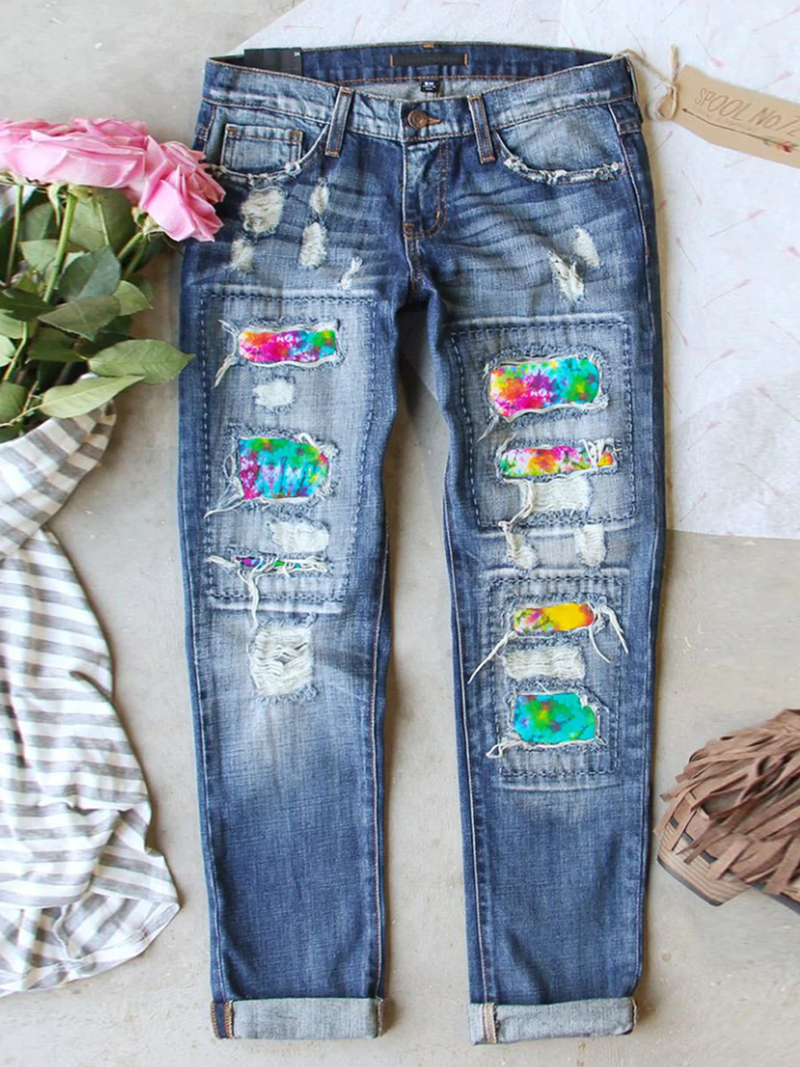 Stunncal Tie Dye Ripped Jeans