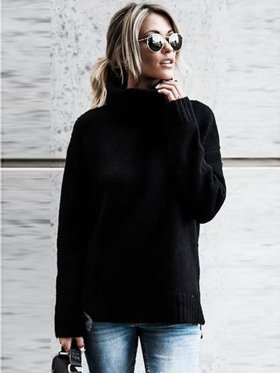 Stunncal Solid Color Turtleneck Long Sleeve Sweater(6 colors)