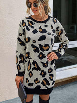 Stunncal Leopard Printed Knit Dress