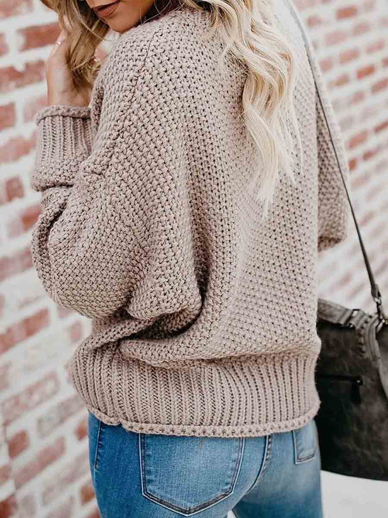 Stunncal Loose Knit V-neck Sweater