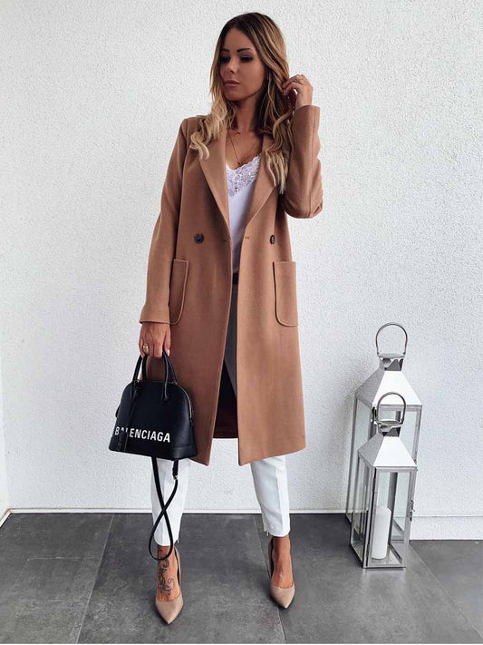 Stunncal Lapel Pocket Woolen Coat