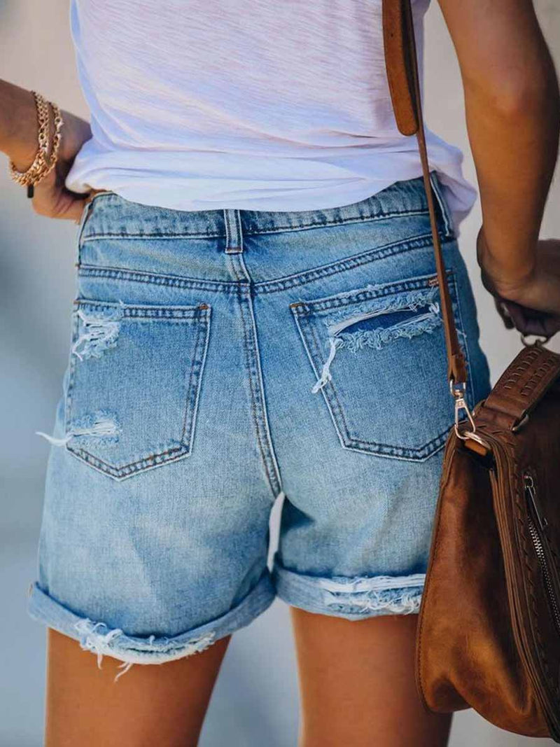 Stunncal Ripped Holes Jean Shorts
