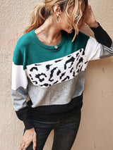 Leopard Print Colorblock Sweater