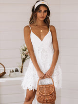 Stunncal Sweet And Sexy Lace V-Neck Halter Dress