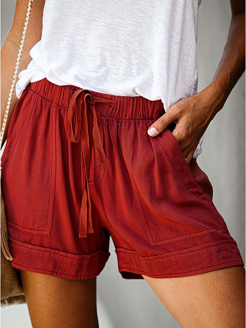Stunncal High-Waisted Elasticated Tie Shorts(7 Colors)