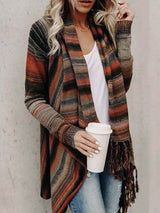Stunncal Striped Shawl Sweater