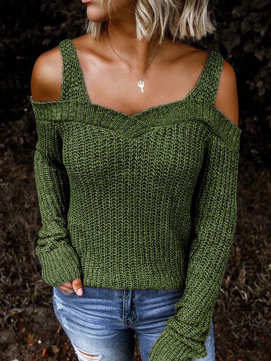 Stunncal off-Shoulder Knitted Sweater