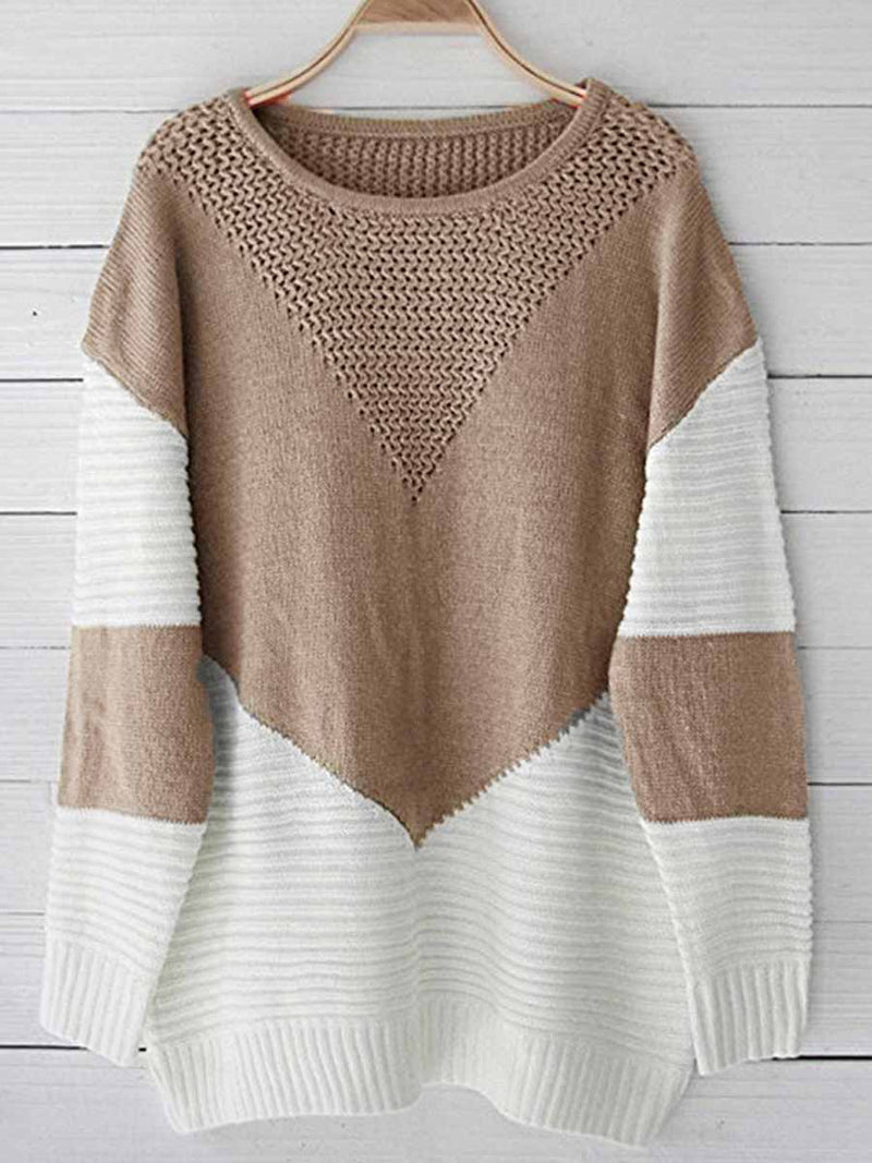 Stunncal Stitching Hollow Sweater
