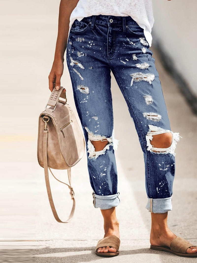 Stunncal  Washed Casual Ripped Jeans