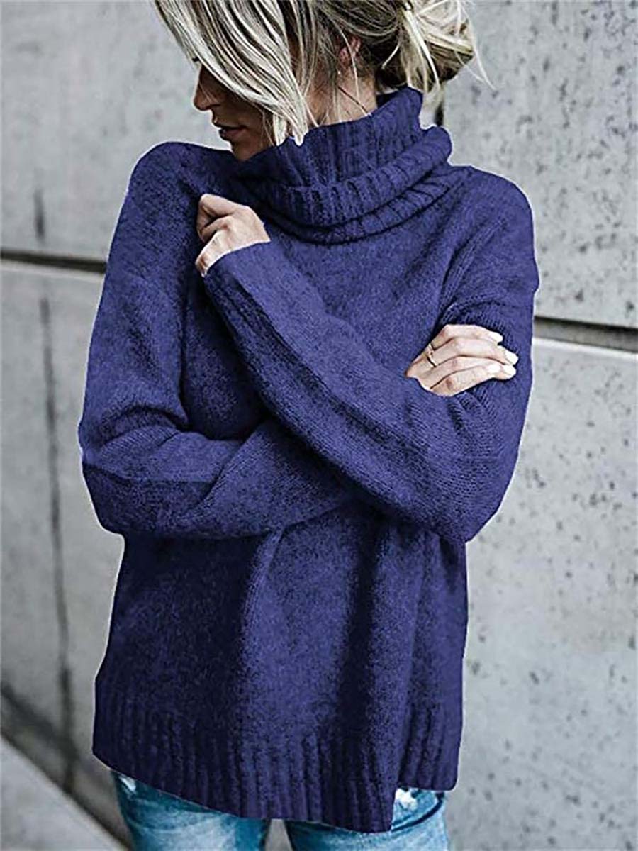 Stunncal Solid Color Turtleneck Long Sleeve Sweater(6 colors)