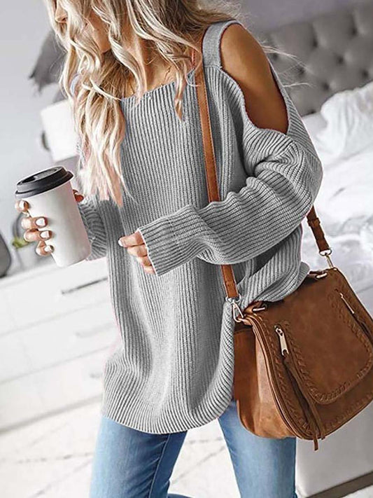 Stunncal Cold Shoulder Knit Sweater