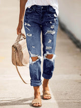 Stunncal  Washed Casual Ripped Jeans