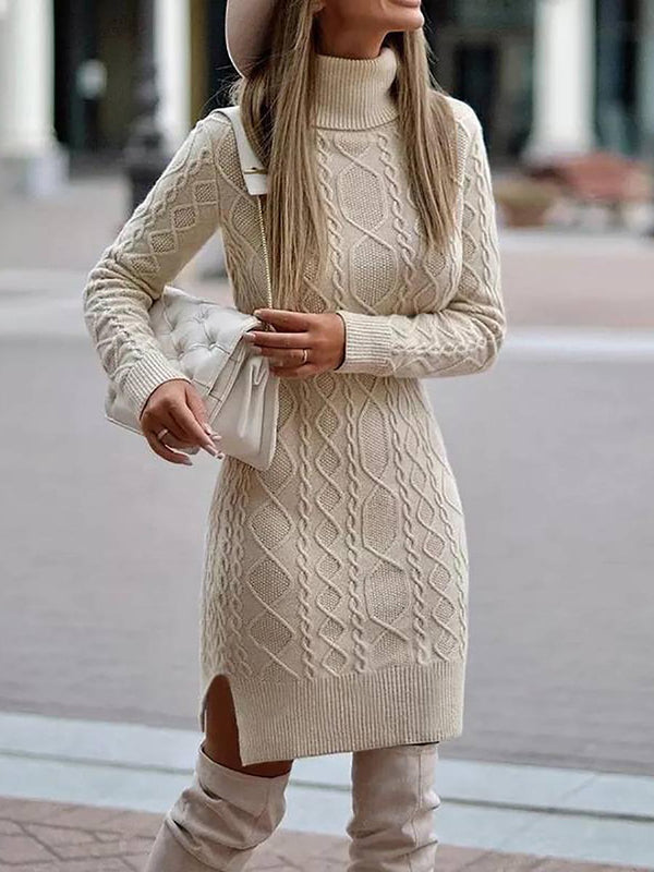 Stunncal Solid Color Slim Long Sleeve Turtleneck Sweater