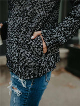 Stunncal Mixed Color High Neck Zipper Sweater